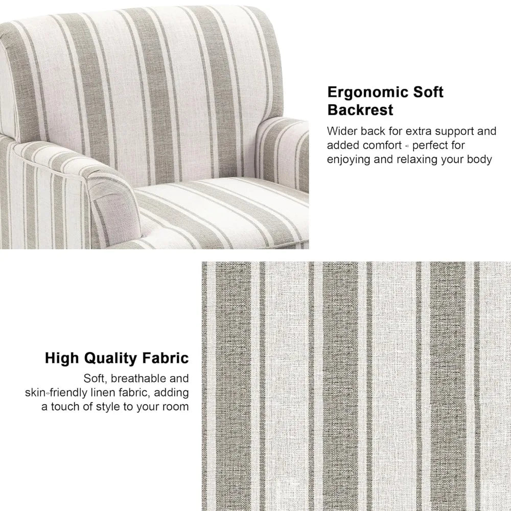 Accent Chair, Mid Century Modern Comfy Armchair for Living Room, Linen Fabric Single Sofa Lounge for Reading, Customized