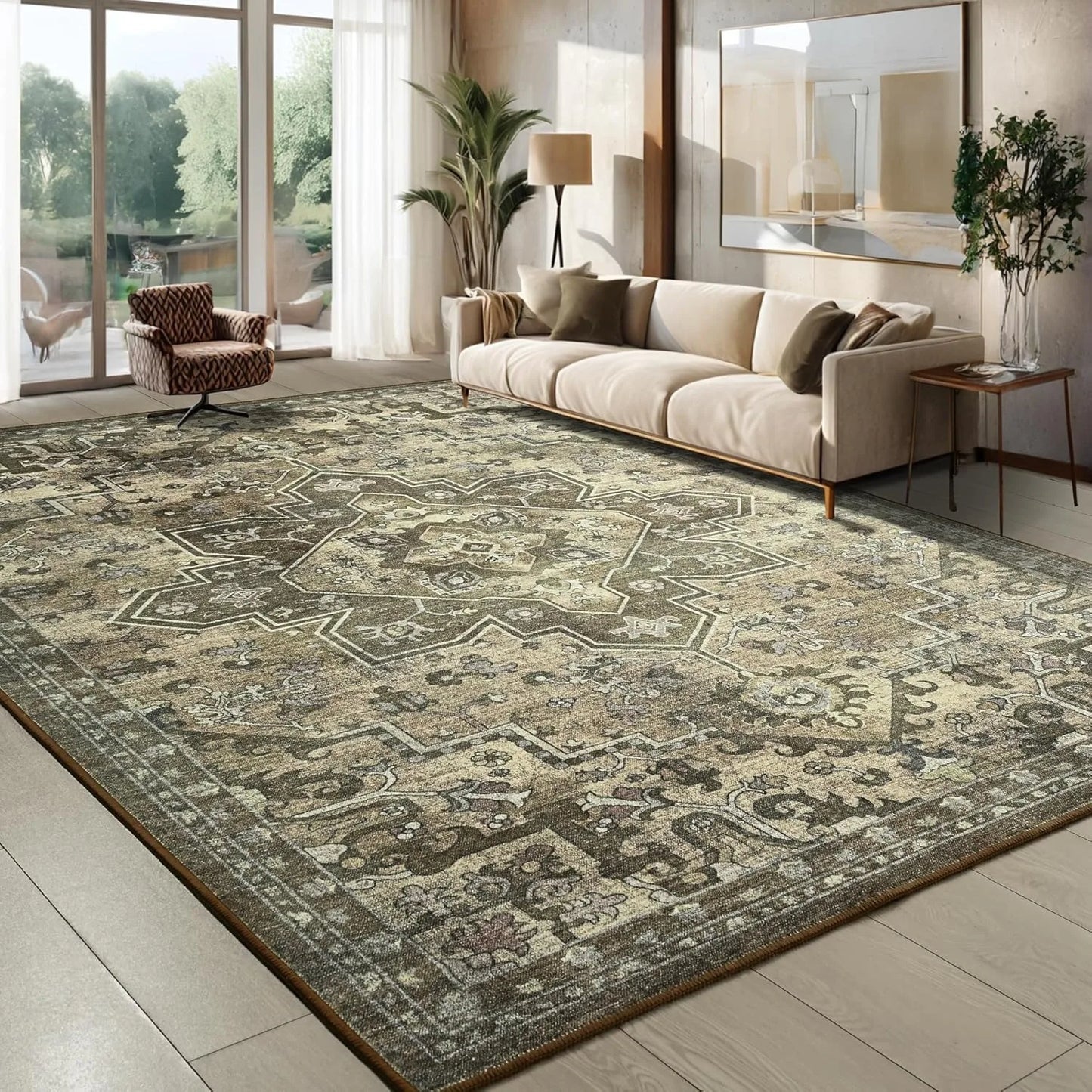 Living Room Carpet Machine Washable Soft Non-slip Floor Mat Bohemian Style Printed Pattern Rug Large Area Home Decor Mats Ковер