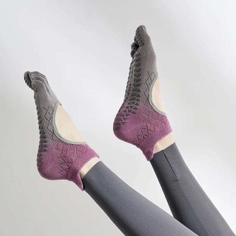 Women Pilates Five-Toe Socks Non-Slip Silicones Low-Ankle