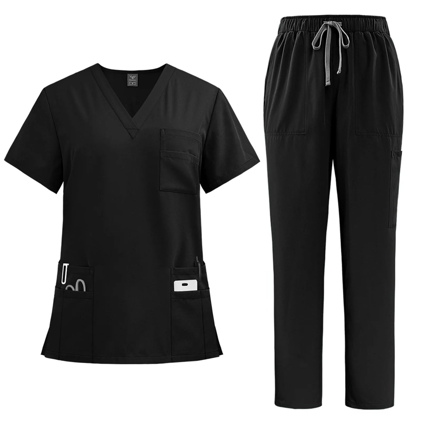 Eillysevens Women's Quick Dry Nurse Uniform Set V Neck