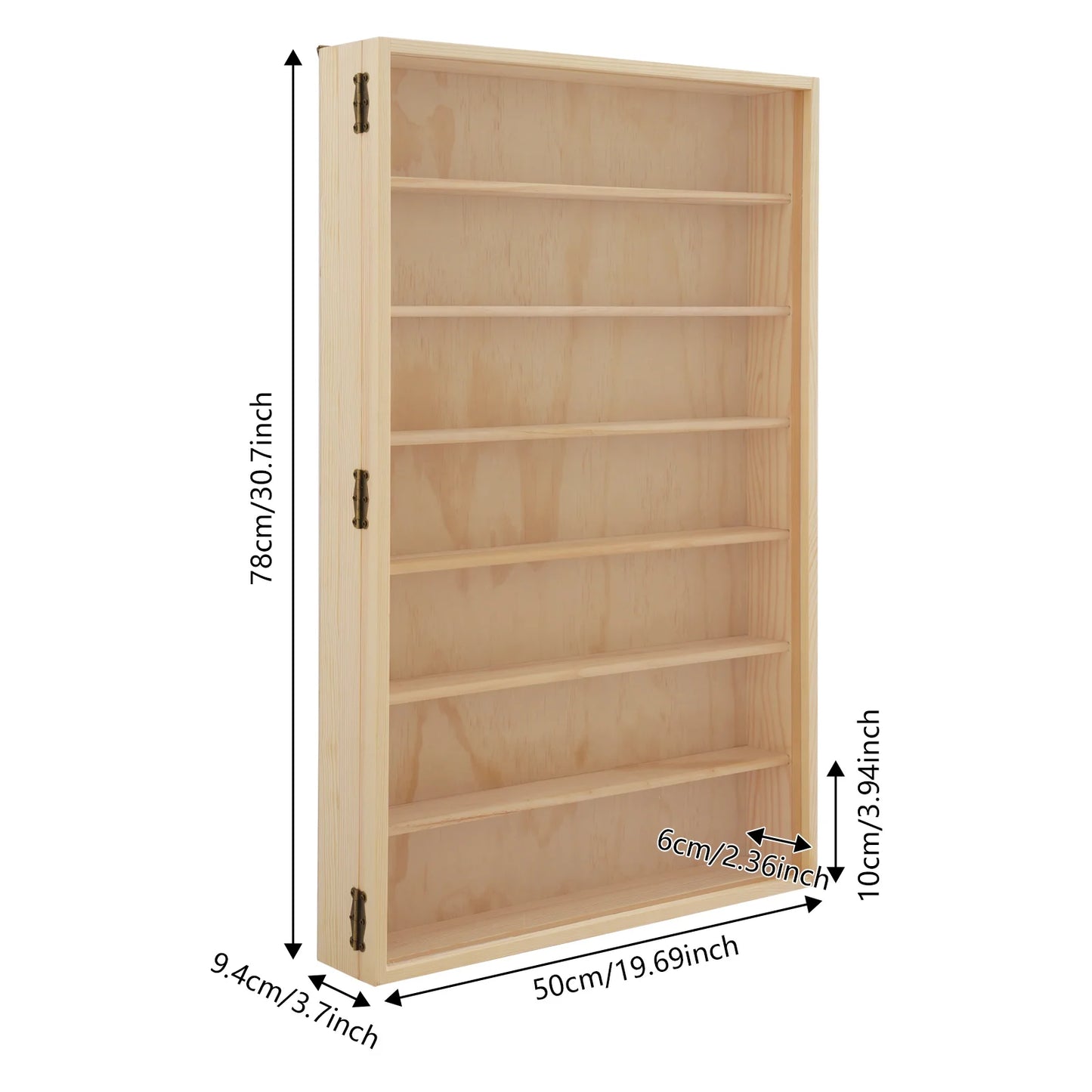 7-Tier Wooden Wall Mounted Display Cabinet With Dust-Proof Acrylic Door