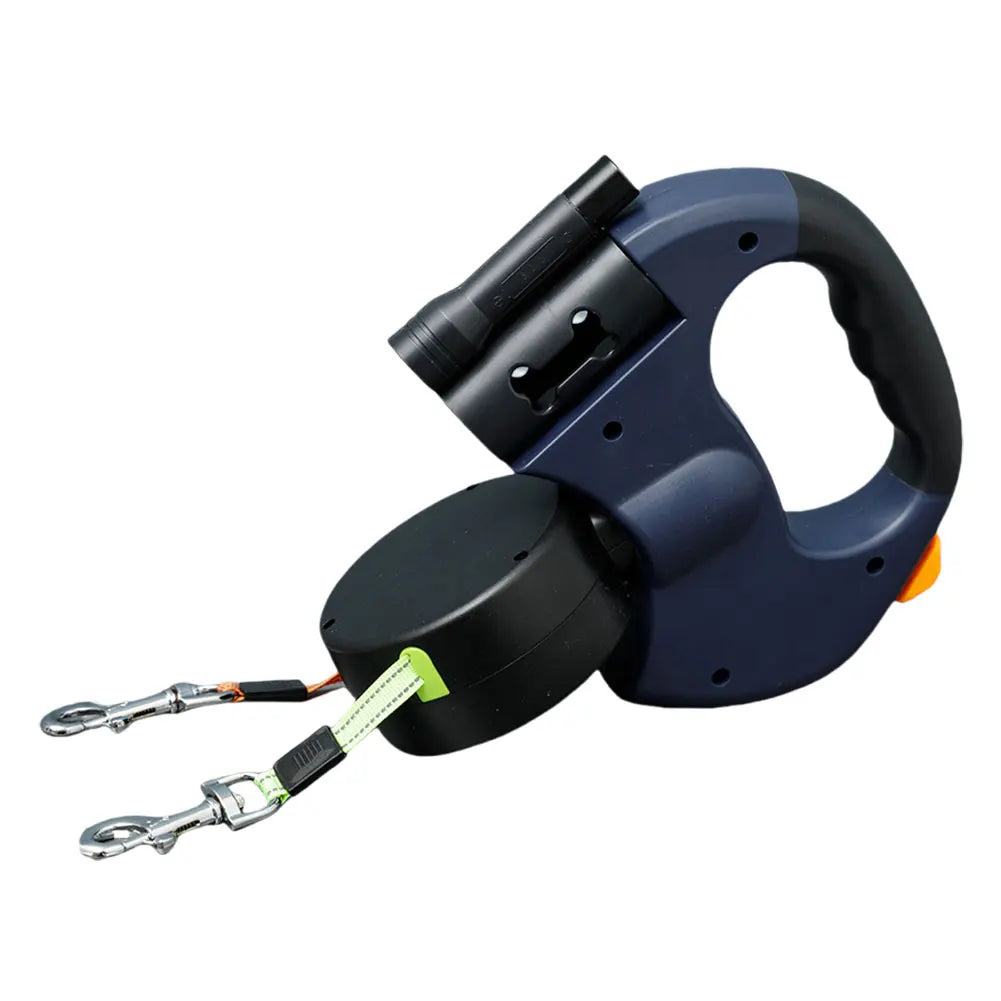 Alloet Double Headed Traction Dog Leash With LED Light Retractable