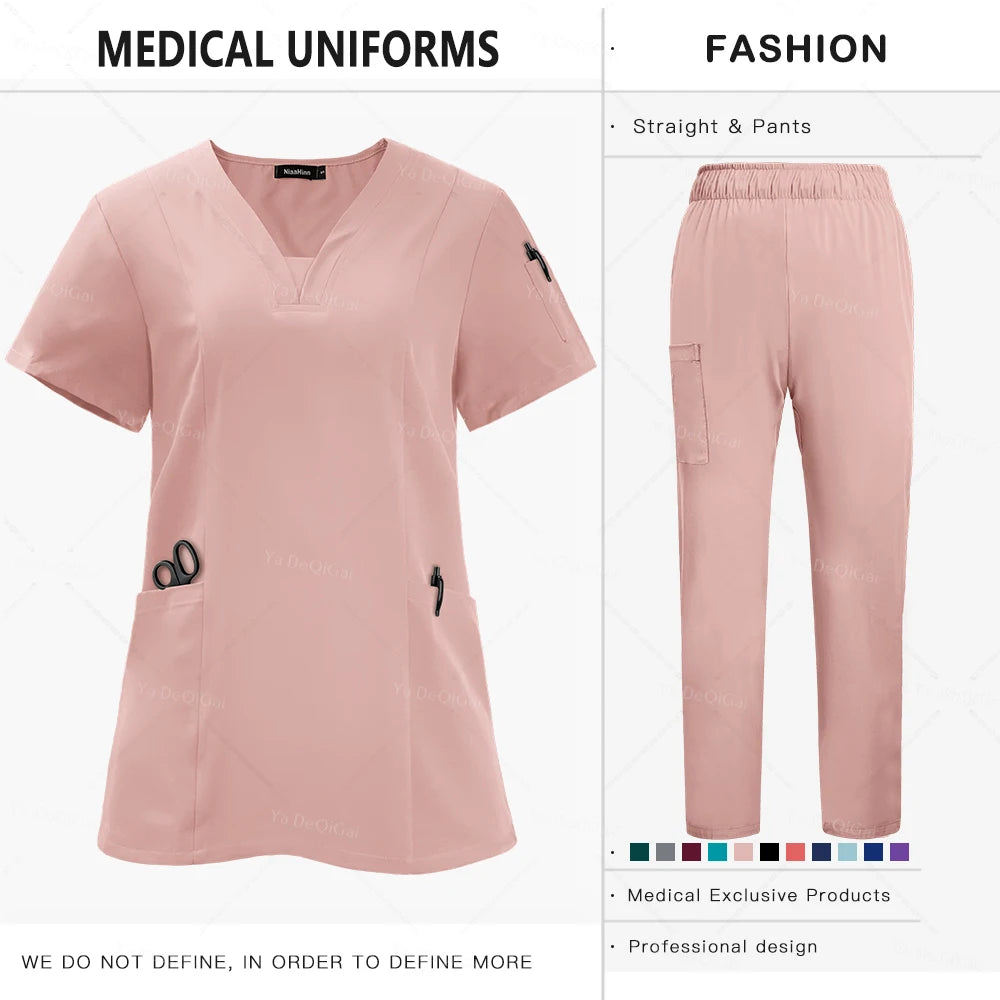 Nursing Scrubs Sets for Doctors and Nurses Tops and Pants