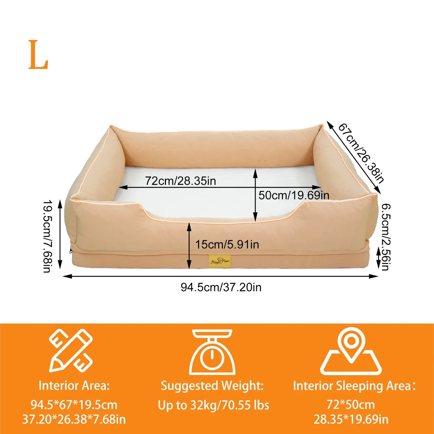 BINGOPAW Waterproof Orthopedic Dog Bed With Removable Cover