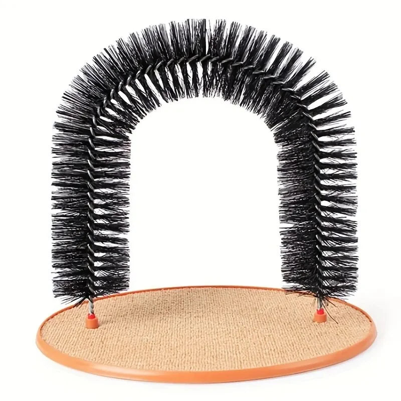 Cat Self-Grooming Arch Toy With Massage Brush And Scratching Pad