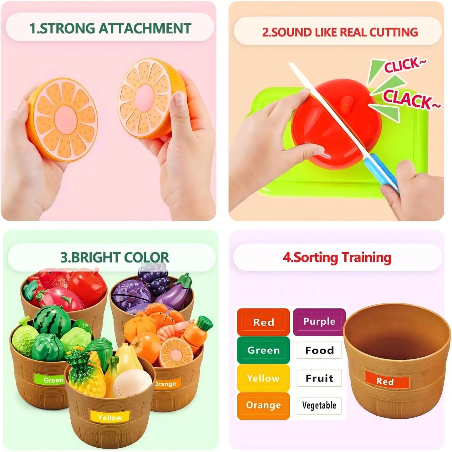 Jovow Fruit Cutting Toy Set for Kids Vegetable Play Kitchen