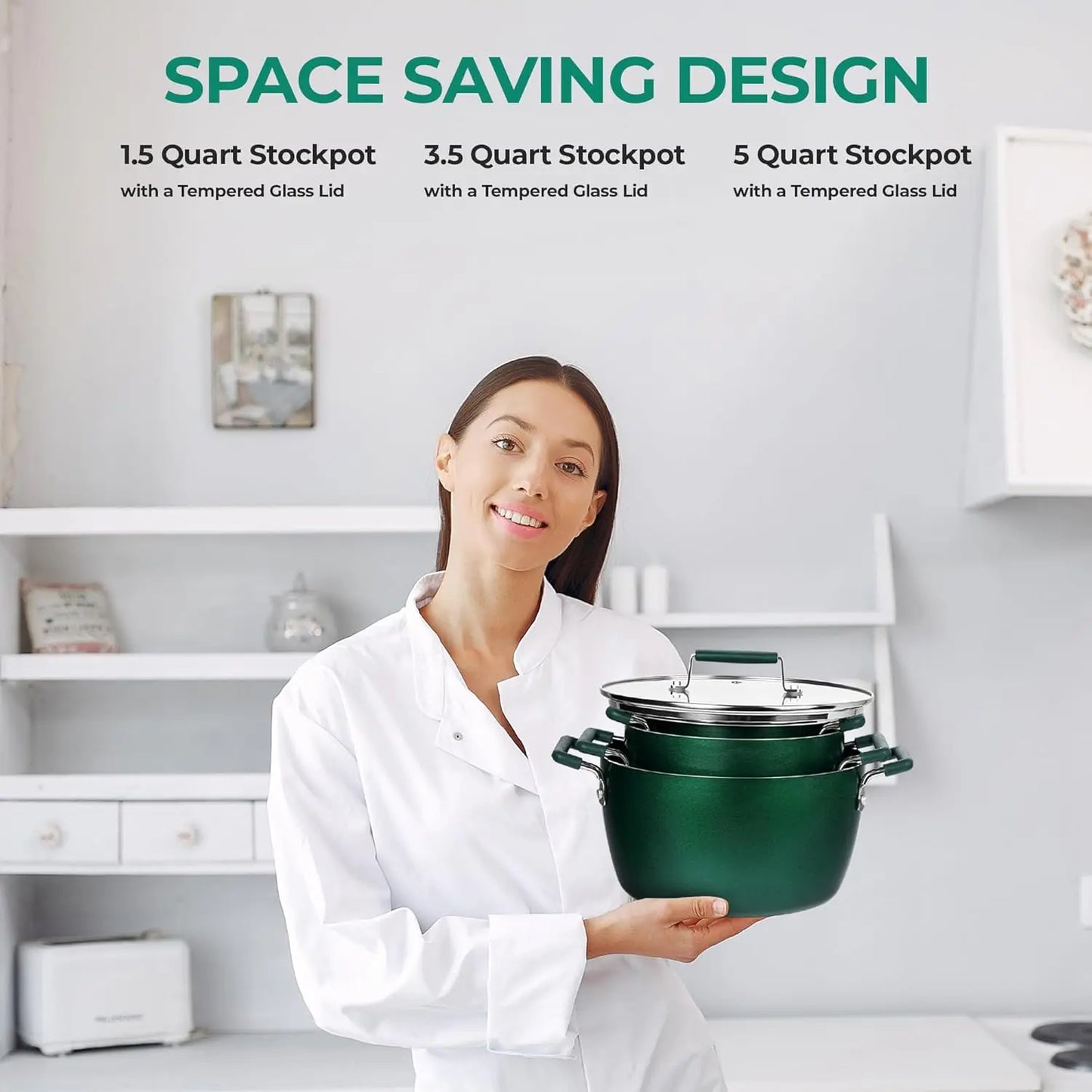 Granite Nonstick Cookware Set Complete Nesting Collection
