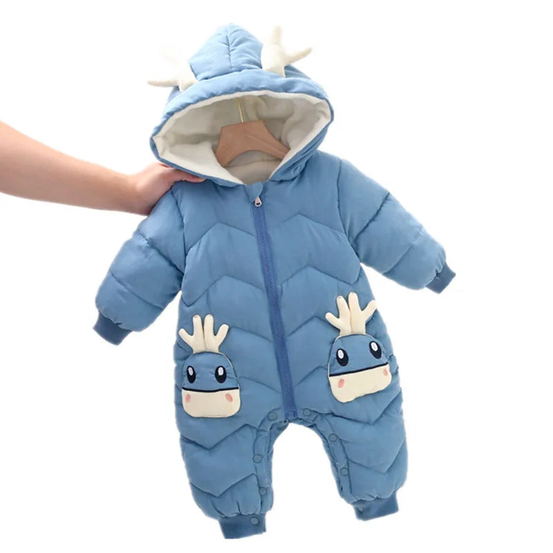 Newborn Hooded Winter Cotton Polyester Romper Unisex Baby Jumpsuit