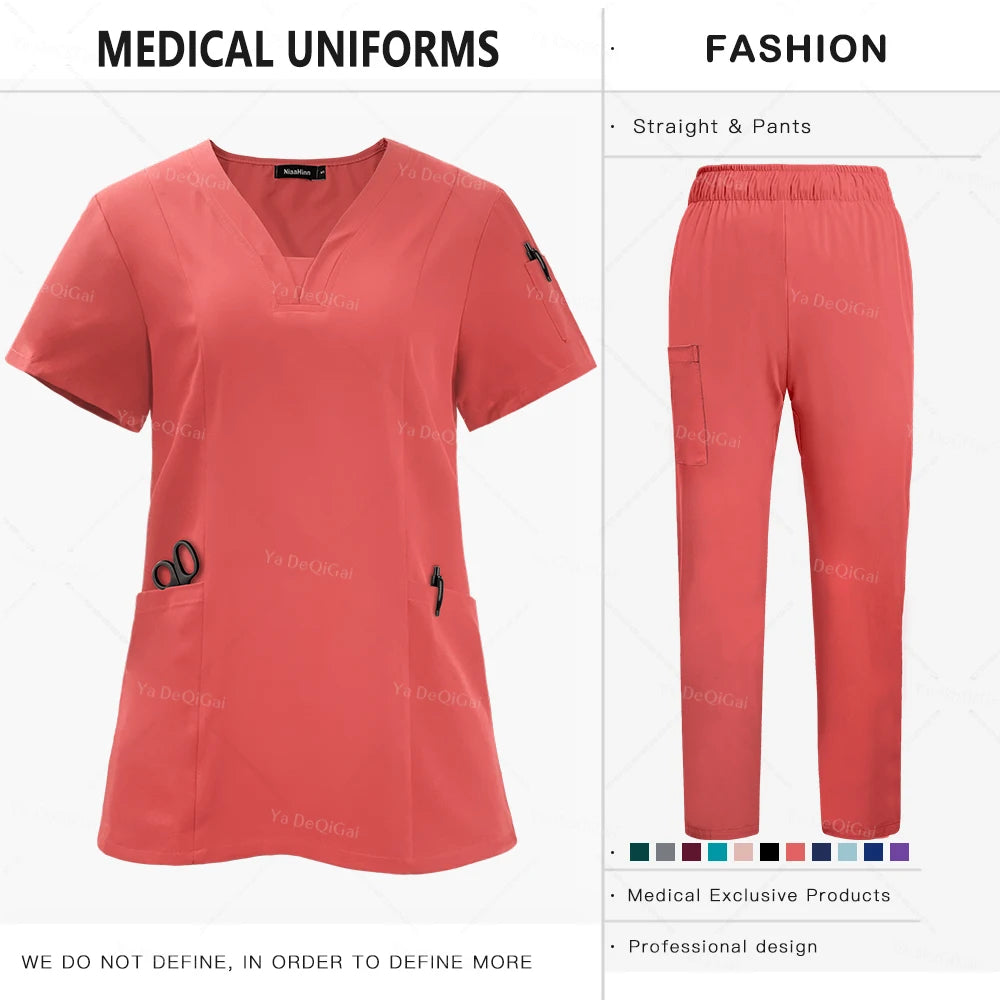 Nursing Scrubs Sets for Doctors and Nurses Tops and Pants