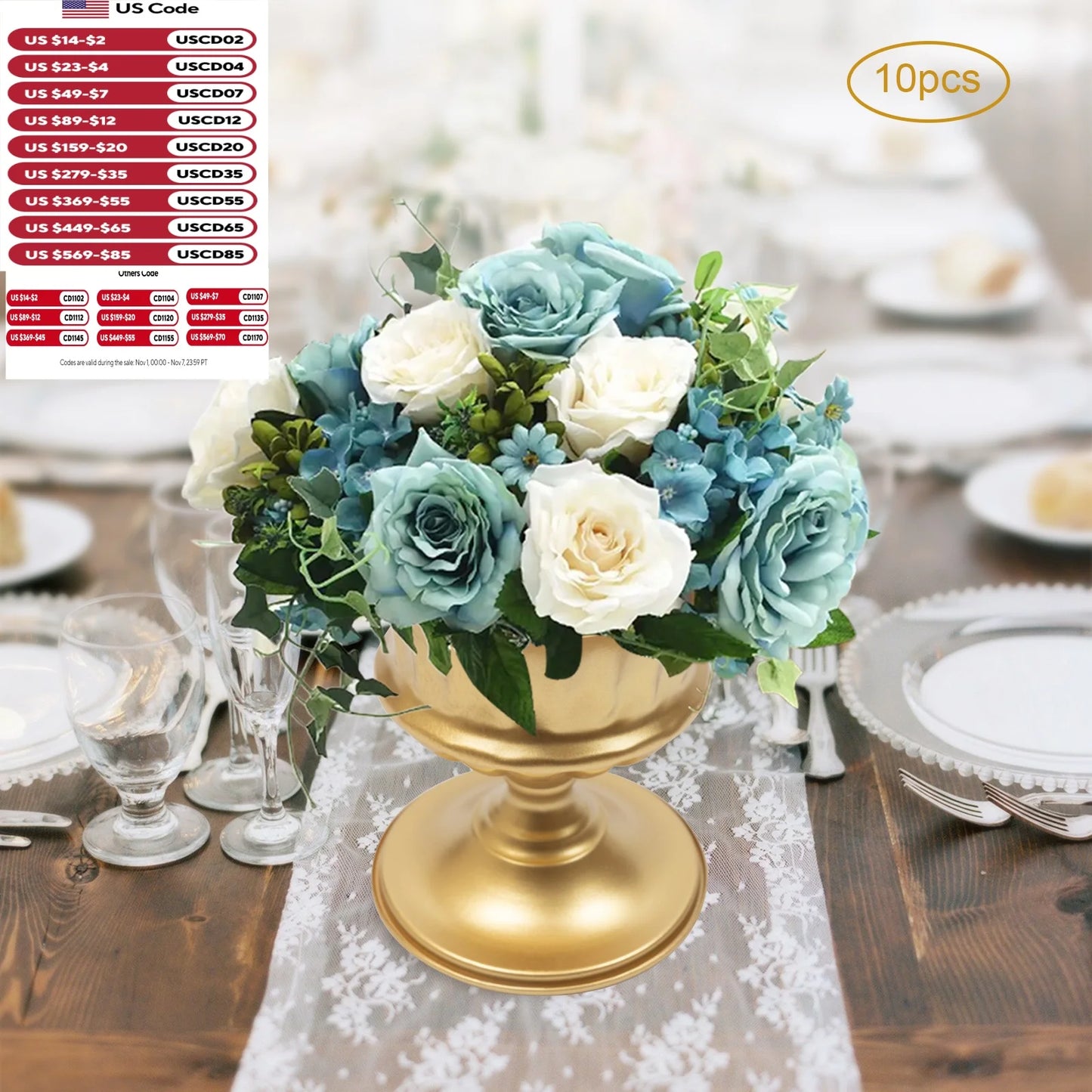 Wedding Table Vases Set 10 Pcs Centerpiece Holders