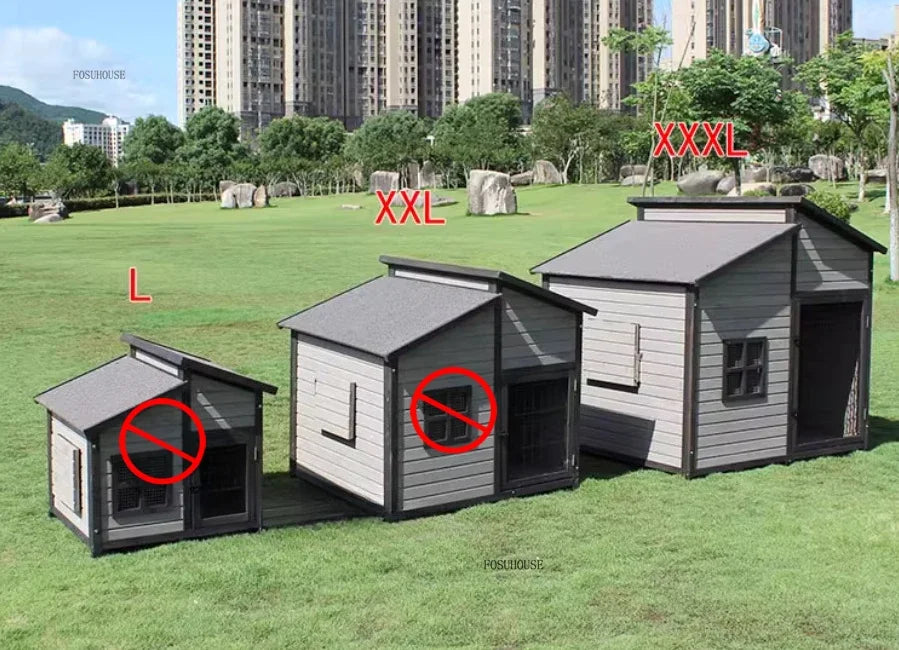 Double-top Room Dog Kennels Outdoor Anti-corrosion Solid Wood Dog House Kennel Rain-proof Dog Cage Villa Oversized Pet House EE