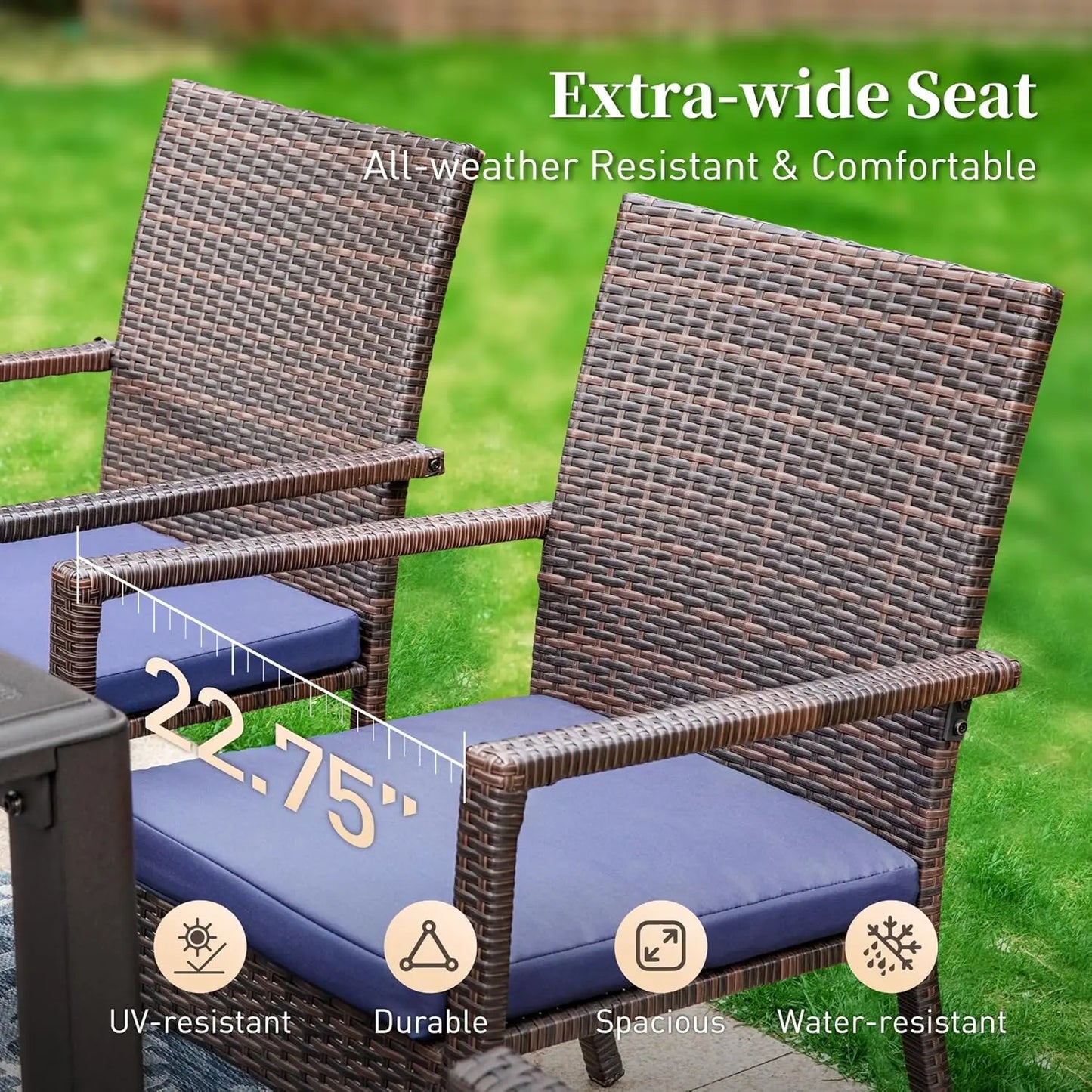 Brown Wicker Patio Dining Chairs Set of 2, 2 Pieces Rattan Outdoor Dining Furniture Chairs for Deck Backyard, Customized