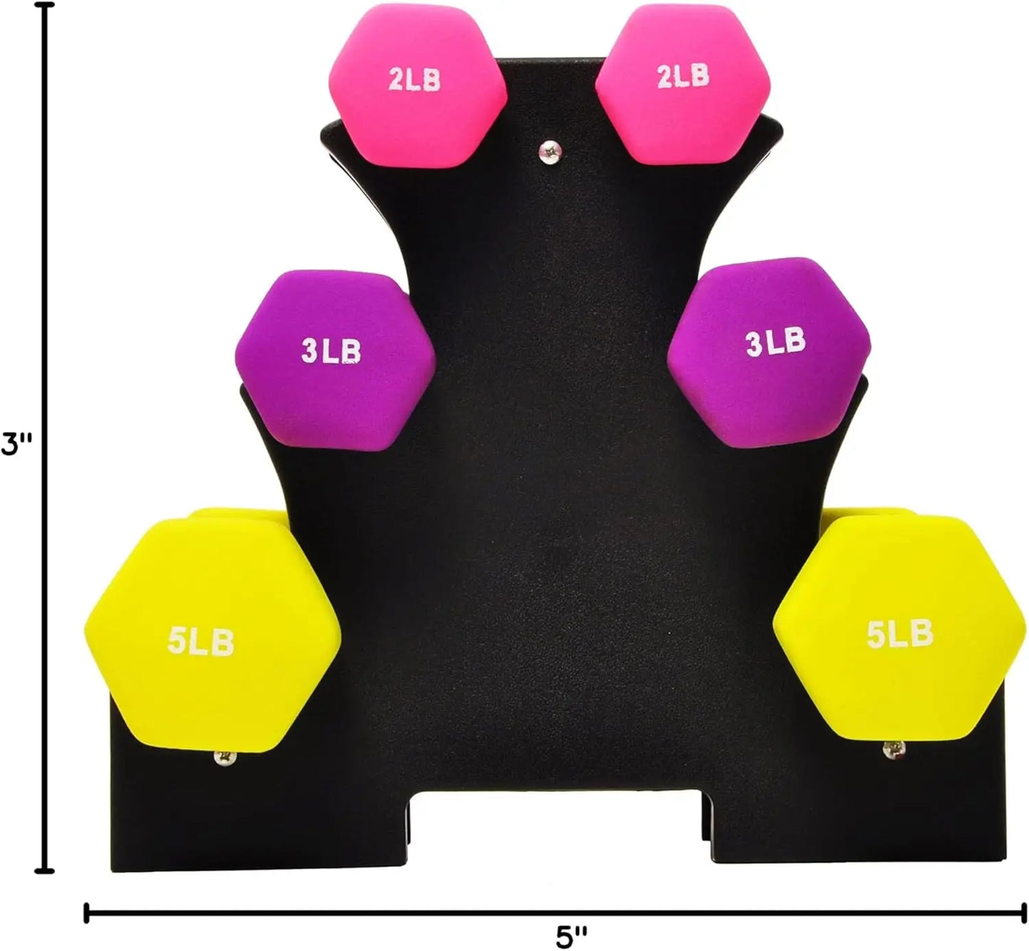 Neoprene Dumbbell Set With Stand SixPiece For Home Workouts