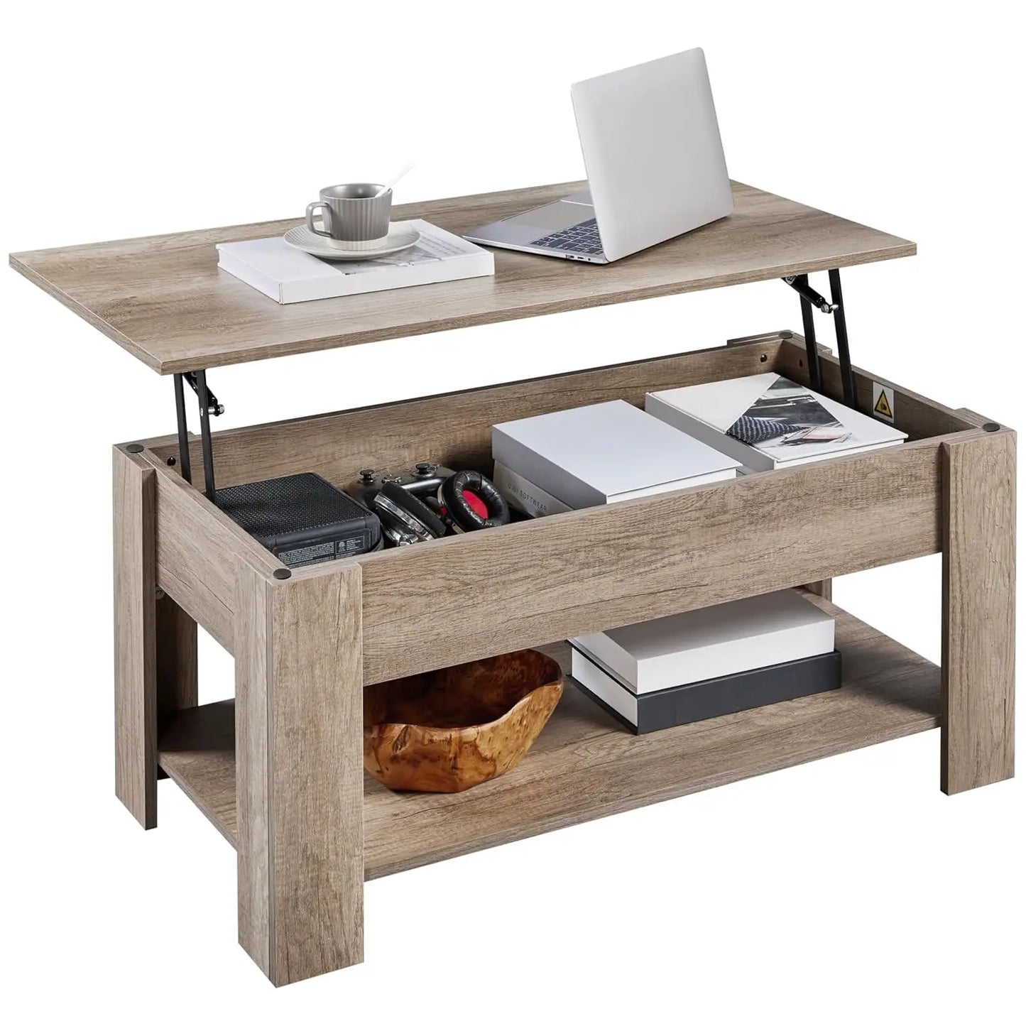 Wooden Coffee Table, Lift Top Coffee Table with Large Hidden Storage Shelf, Lift Tabletop Dining Tables for Living, Customized