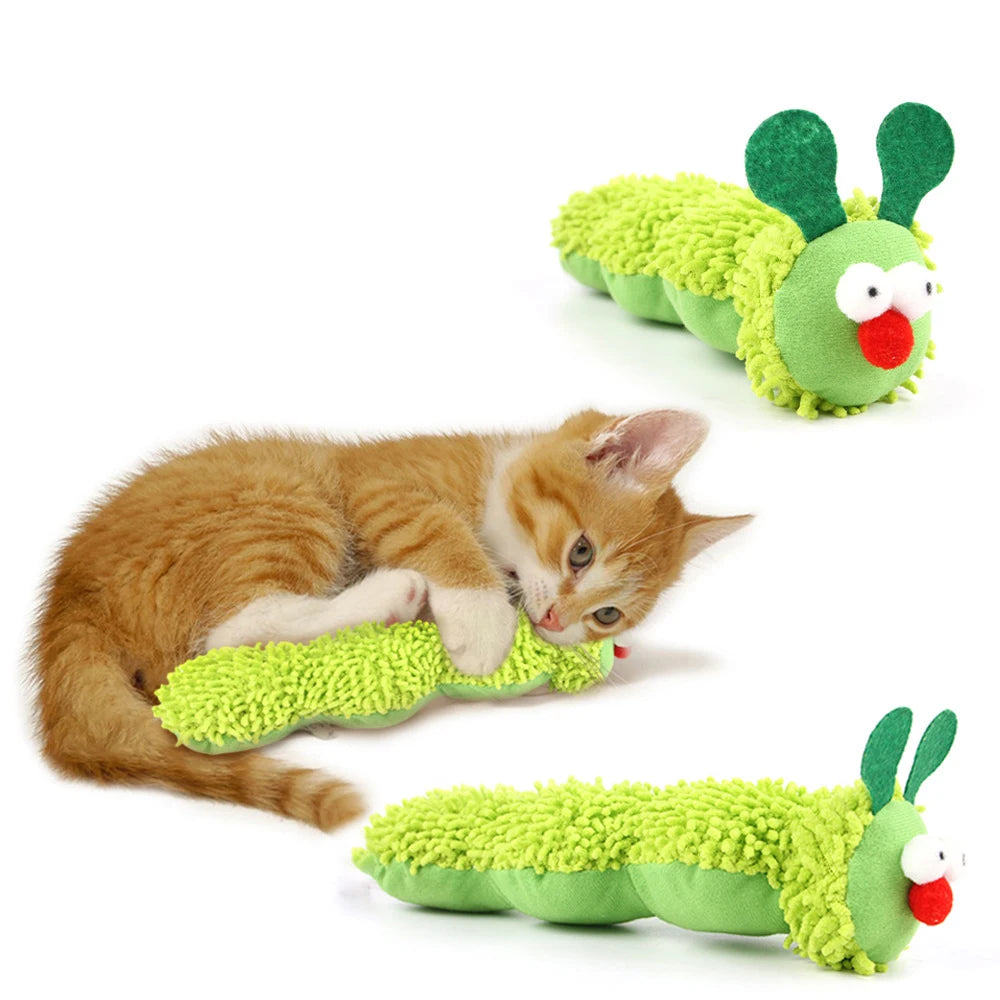 Caterpillar Cat Chew Toy For Cats With Catnip And Silvervine