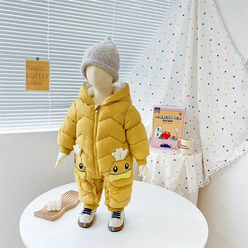 Newborn Hooded Winter Cotton Polyester Romper Unisex Baby Jumpsuit