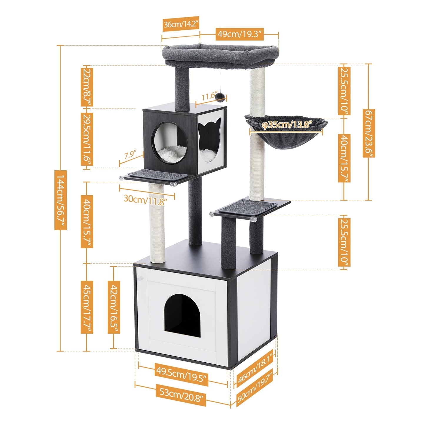 PAWZ Ro Multi Level Cat Tree With Scratching Posts Condo