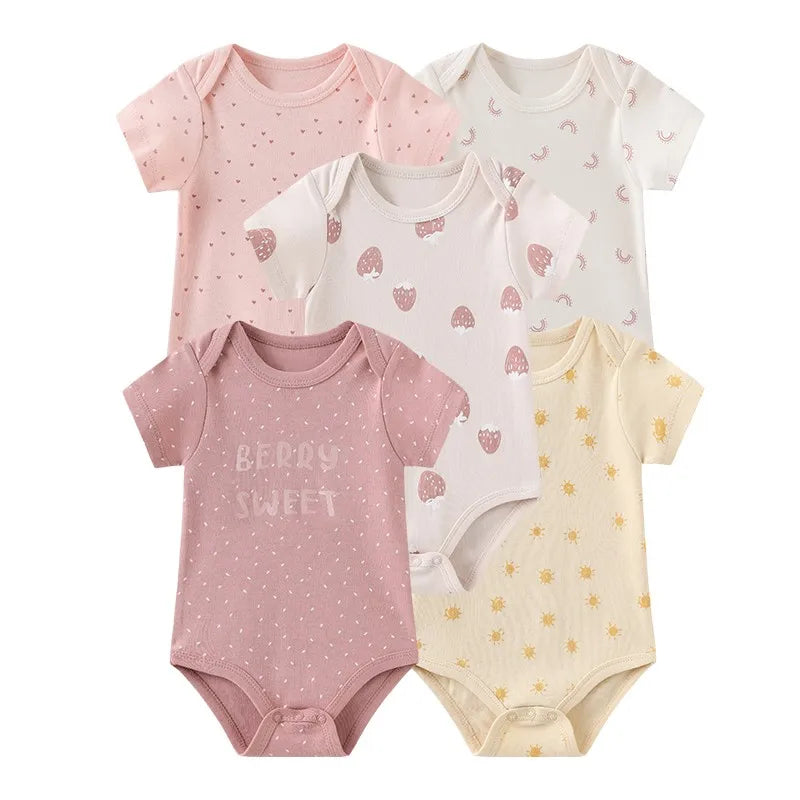 Kiddiezoom Cartoon Cotton Baby Jumpsuit Unisex Summer Outfit For Newborns