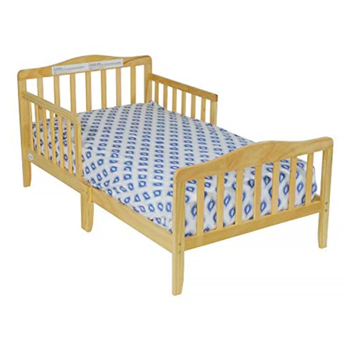 Natural Pine Toddler Bed for Kids, Easy Access with Guardrails, Fits Crib Mattress