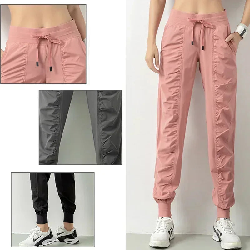 Macroupta Womens Quick Dry Drawstring Joggers With Side Pockets