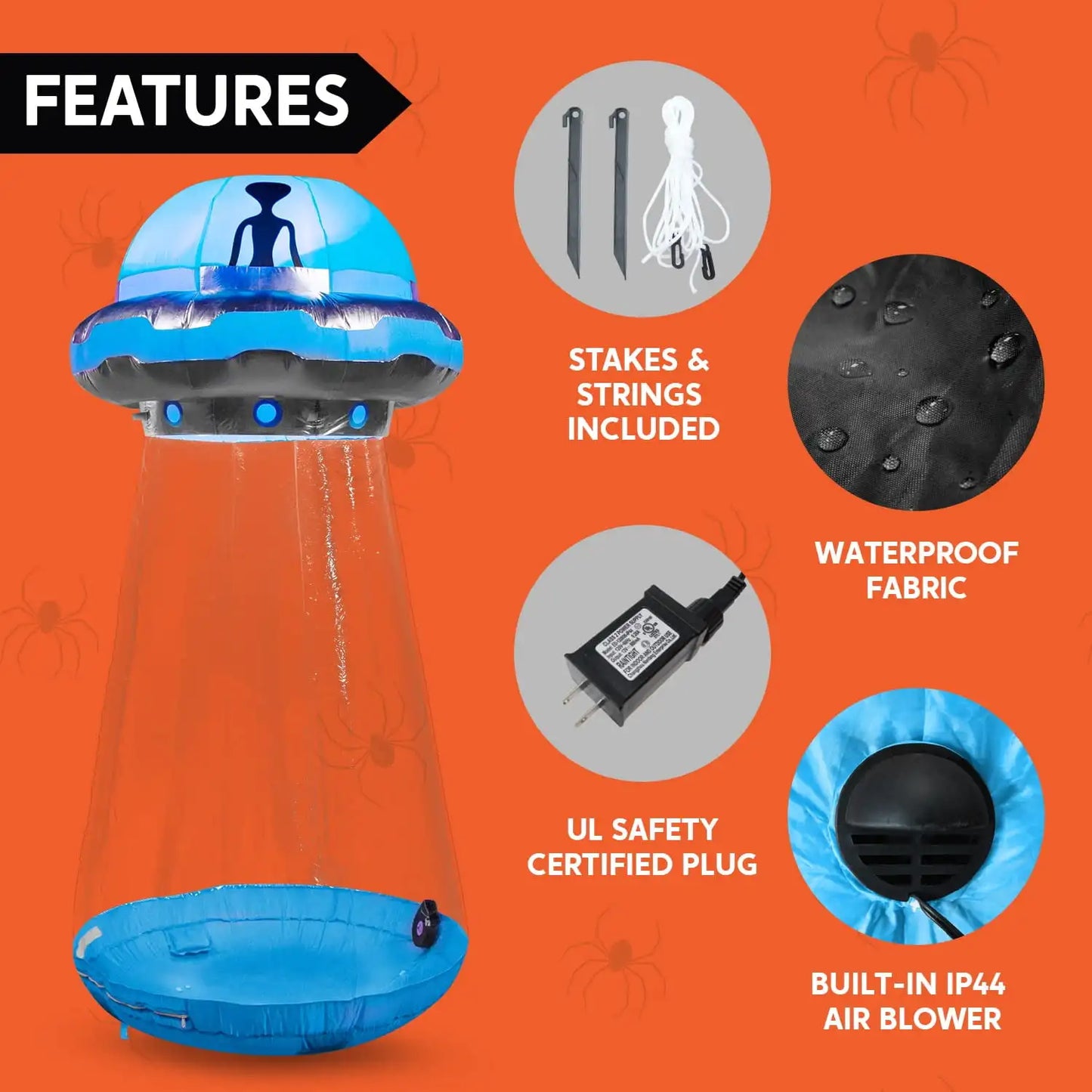 Joyfy Halloween Inflatable UFO Yard Decoration With Built In LEDs
