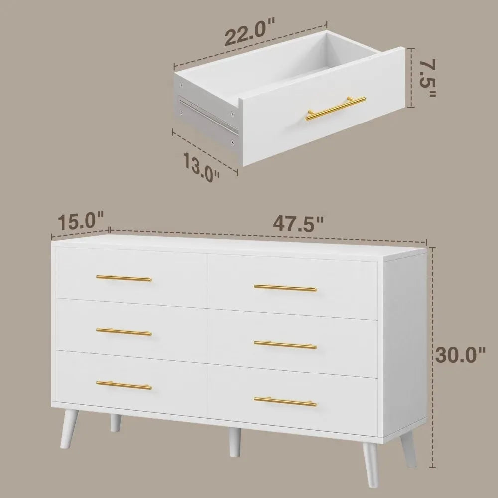 Chengwei Six-Drawer Dresser Modern Wood Bedroom Storage Chest