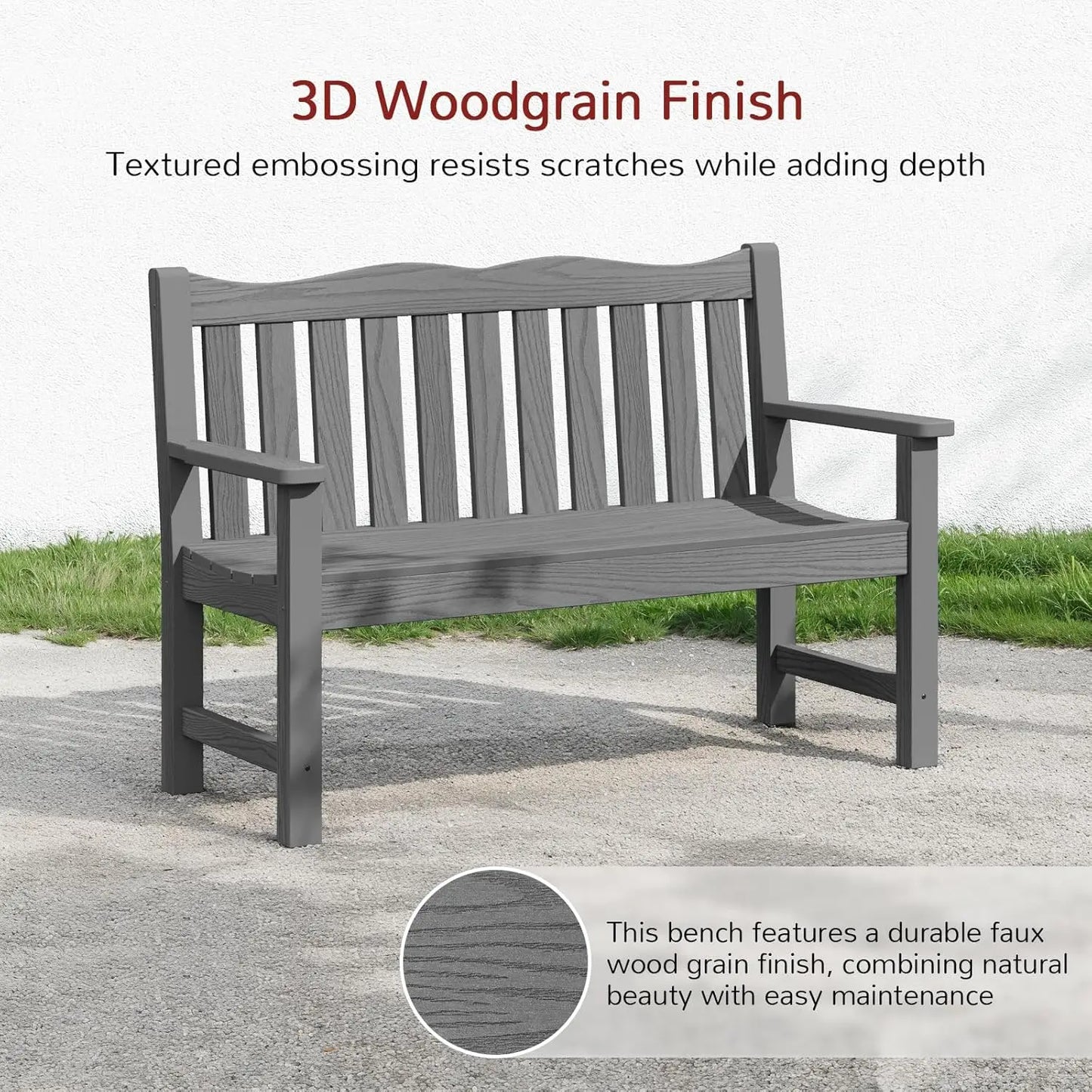Outdoor Two Person HIPS Patio Bench Waterproof All Weather