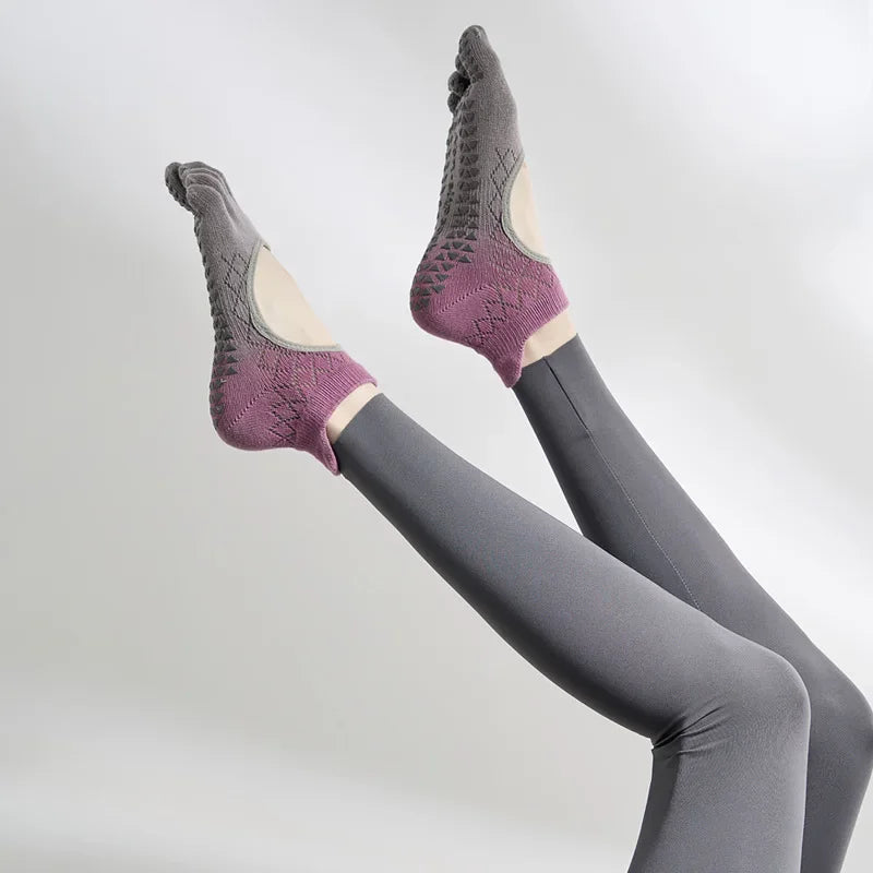Women Pilates Five-Toe Socks Non-Slip Silicones Low-Ankle