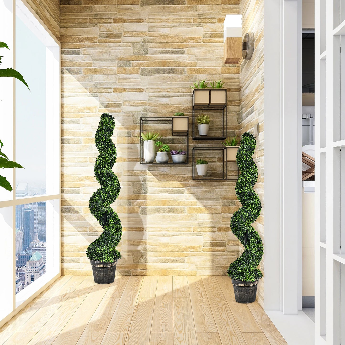 Lifezeal 2 Pack Spiral Boxwood Topiary Trees For Indoors Outdoors