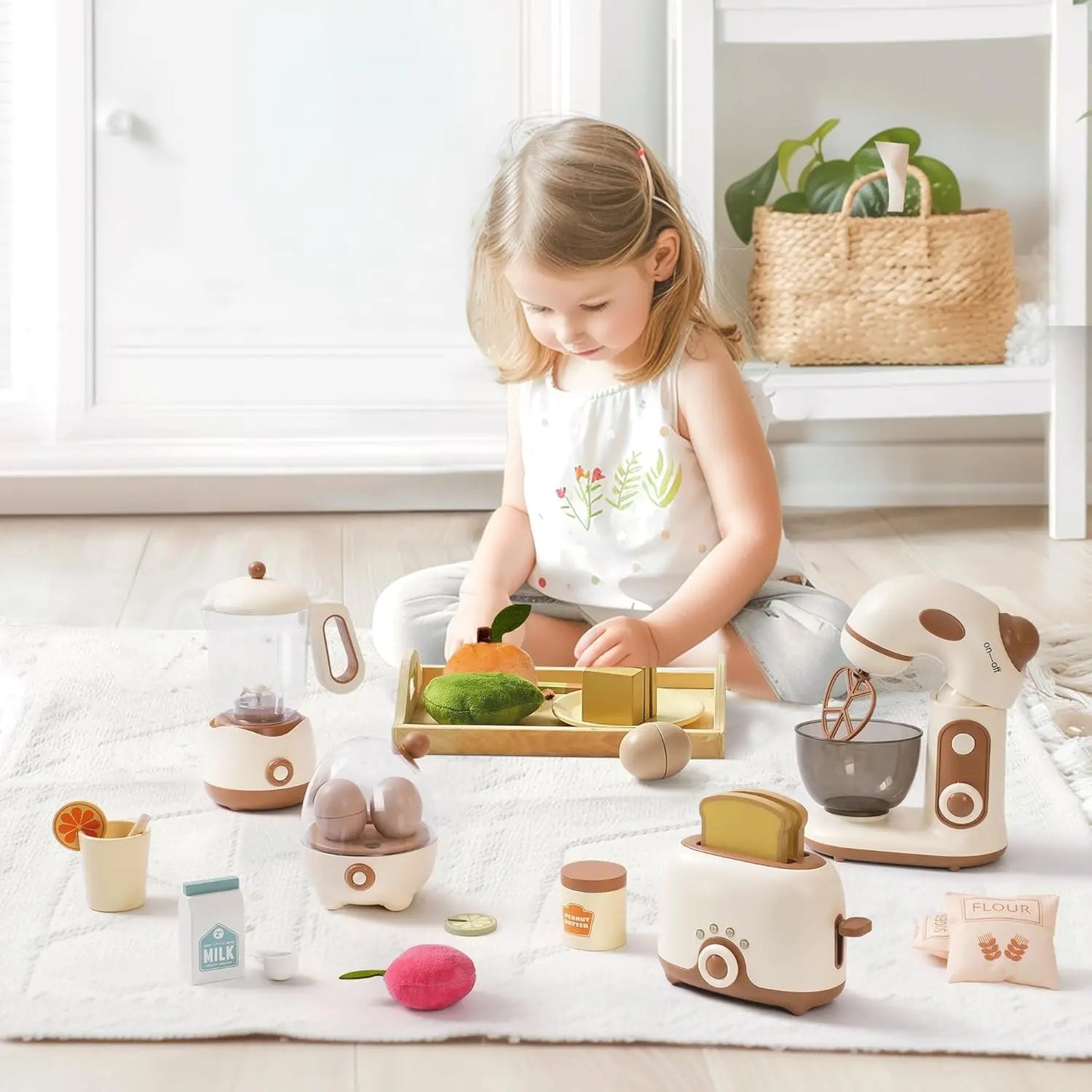 Rolife Robud Wooden Toy Kitchen Set With Toaster Mixer Blender