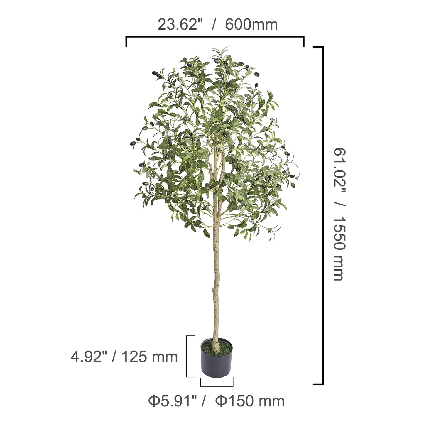 SucceBuy Artificial Olive Tree Faux Plant Anti Tip Support