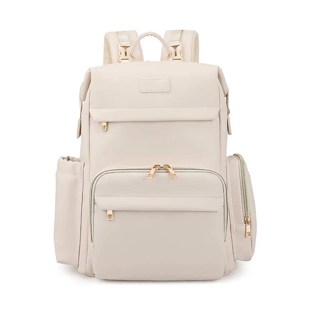 Diaper Bag Light Brown Minimalist Backpack Style Multi-Tiered Pockets Premium Texture Multi-Carry For Mom Baby Care Daily Use