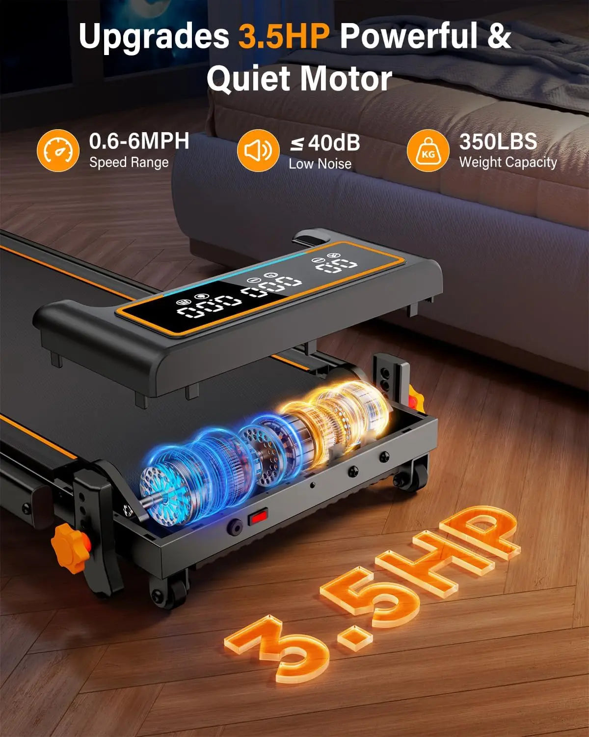 Treadmill Walking Pad With 15 Percent Incline And Led Display