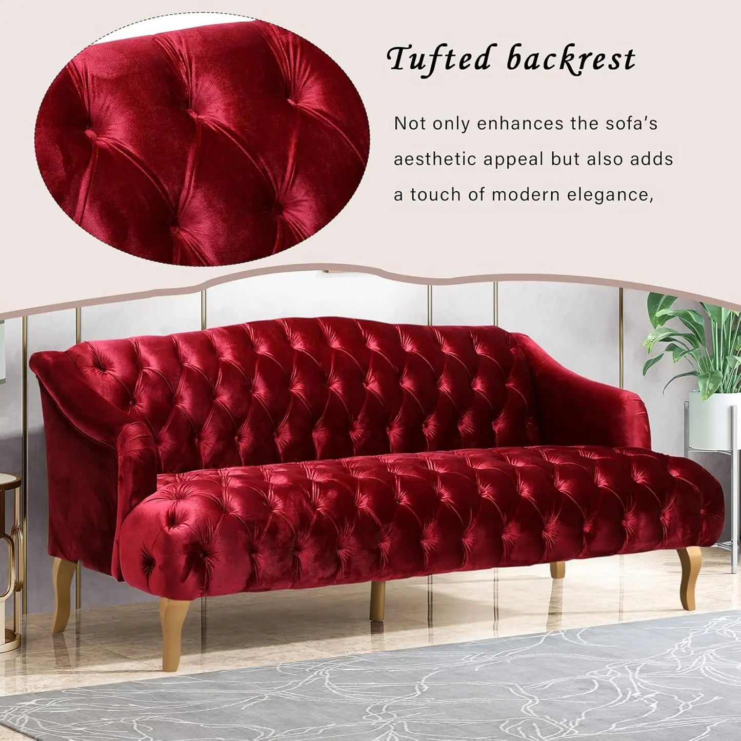 Modern Wingback Velvet Tufted Loveseat Settee