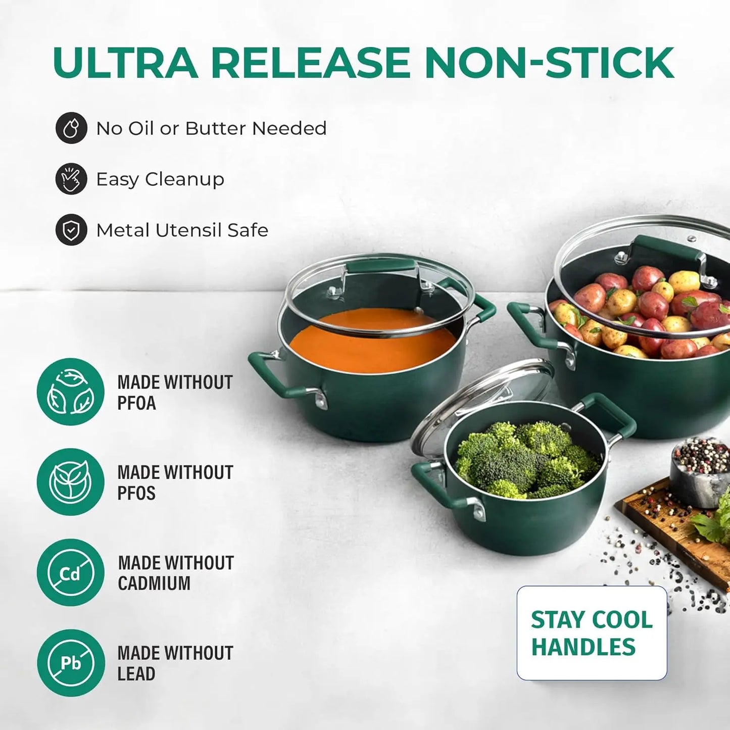 Granite Nonstick Cookware Set Complete Nesting Collection