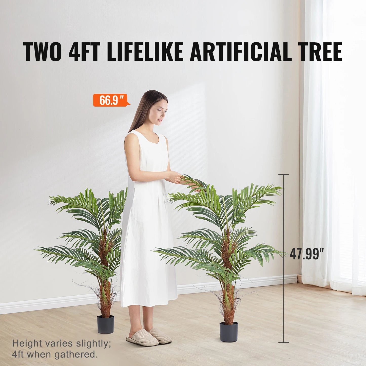 SucceBuy Artificial Palm Tree Faux Plant With Anti Tip Protection