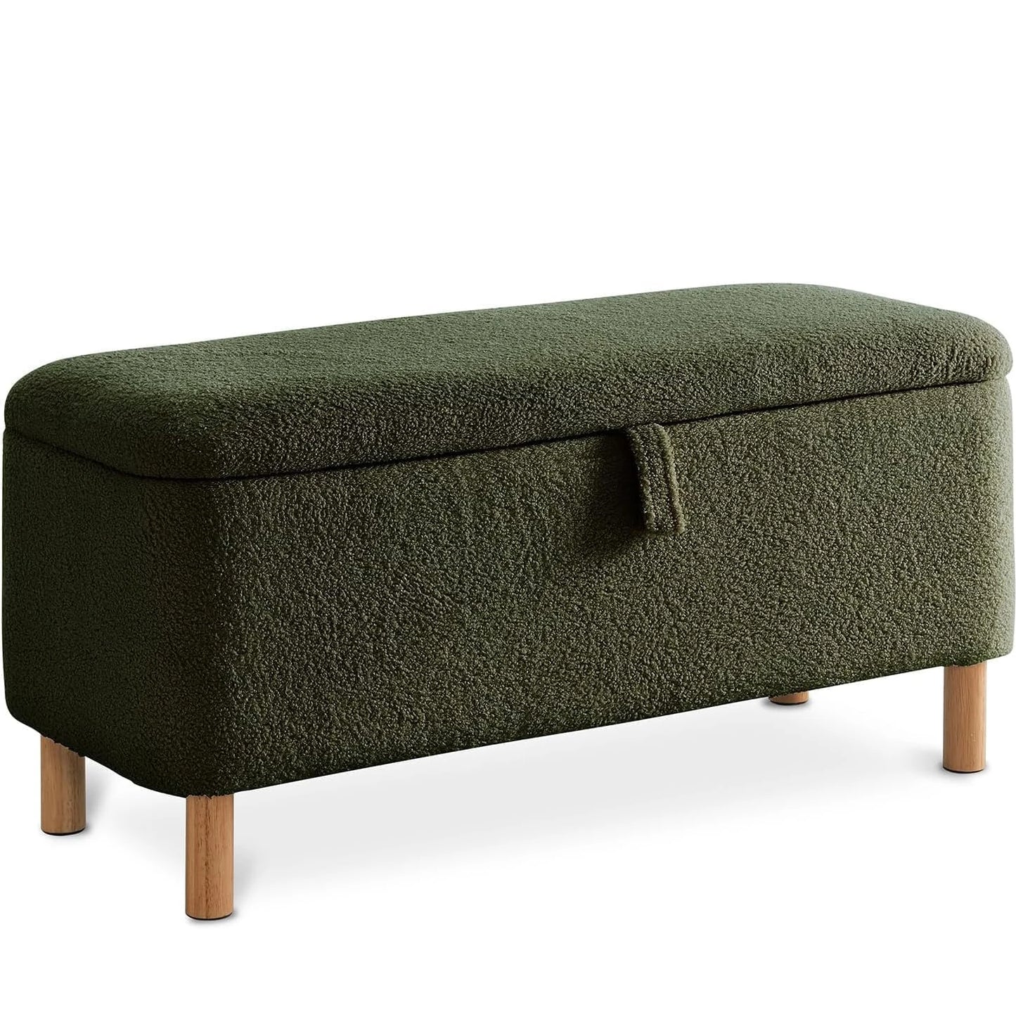 Todrani Boucle Storage Ottoman Bench With Sherpa Upholstery Entryway