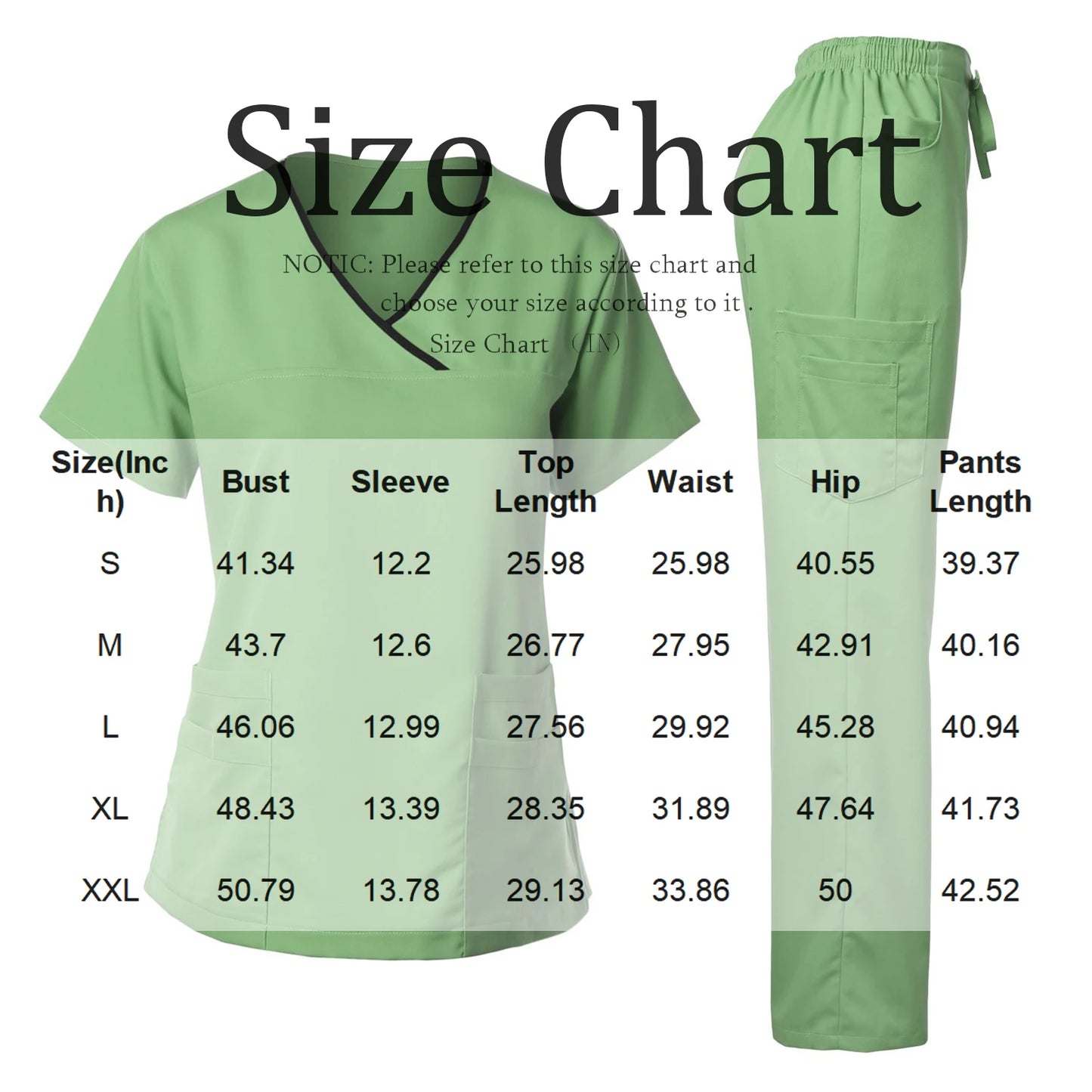 Women's Nurse Scrub Set V Neck Short Sleeve With Pockets