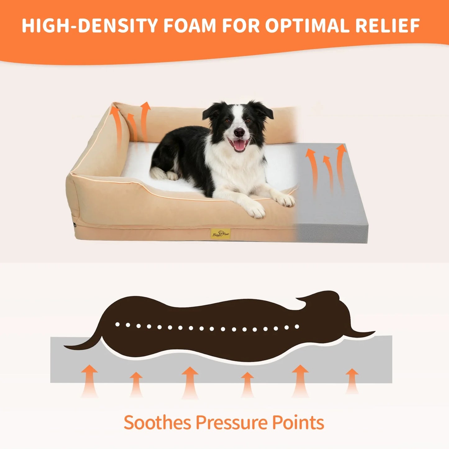 BINGOPAW Waterproof Orthopedic Dog Bed With Removable Cover