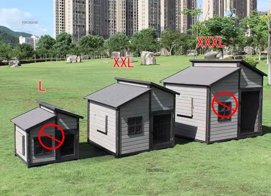 Double-top Room Dog Kennels Outdoor Anti-corrosion Solid Wood Dog House Kennel Rain-proof Dog Cage Villa Oversized Pet House EE