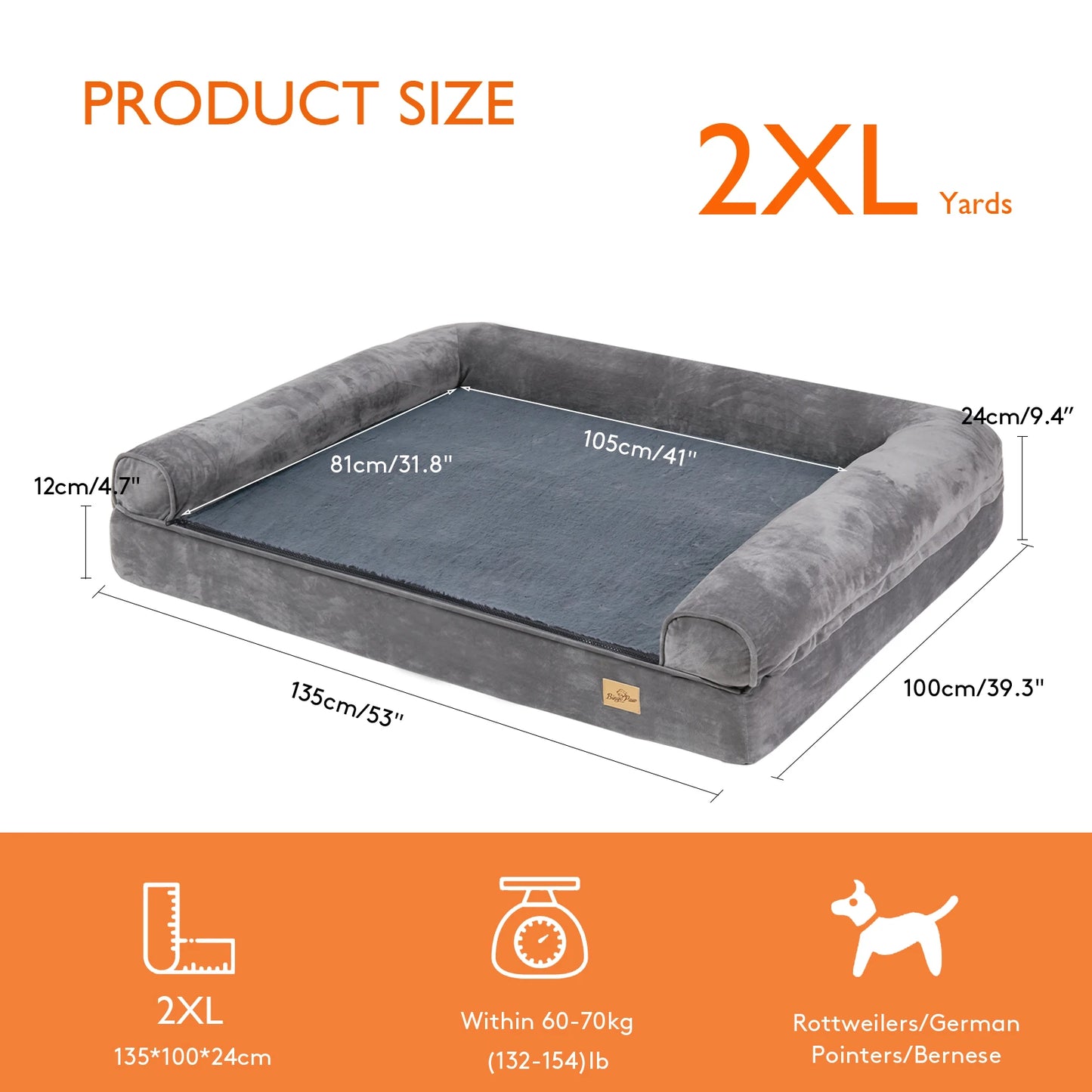 BINGOPAW Extra Large Orthopedic Dog Bed With Removable Cover