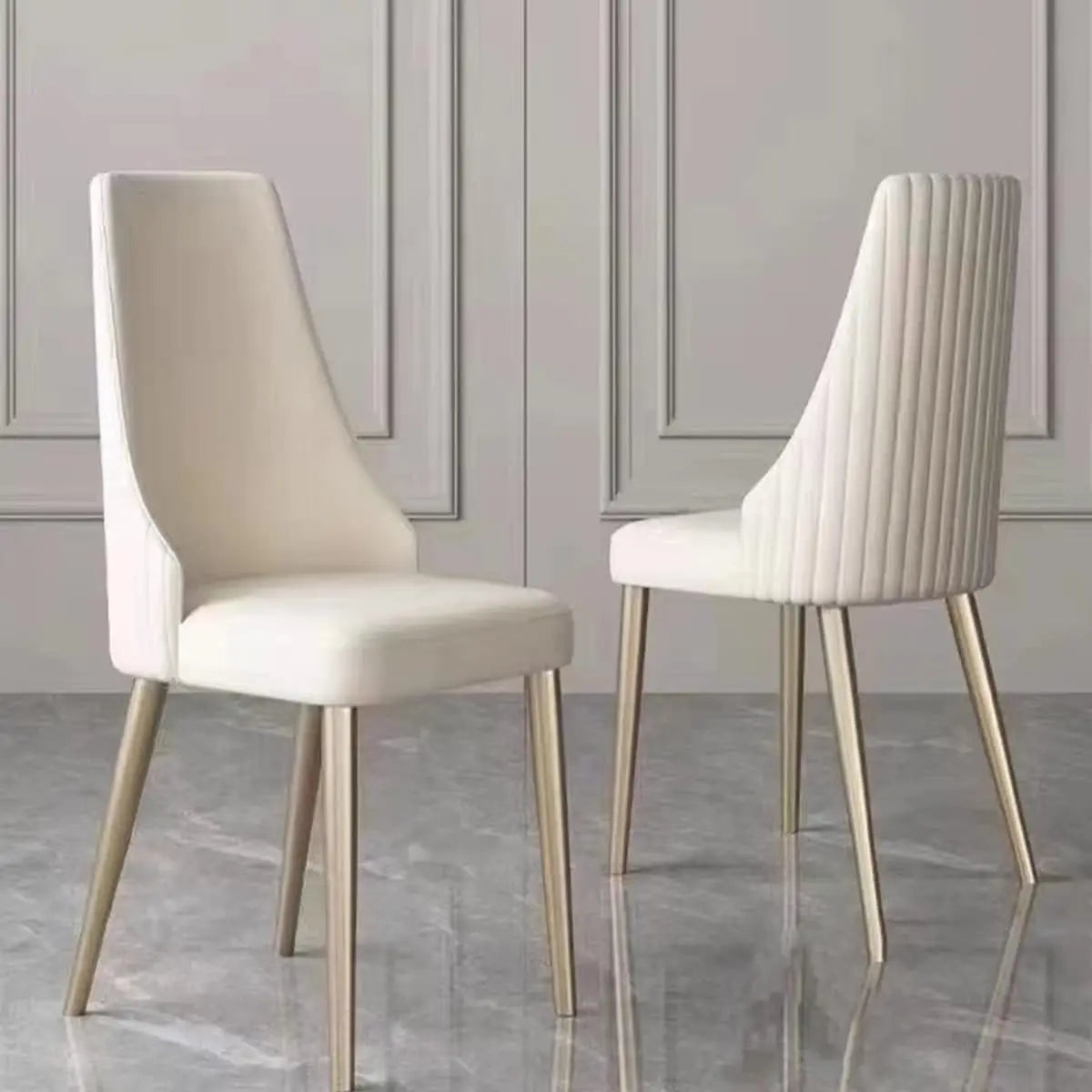 Modern PU Leather Dinner Chairs Set of 2 with Metal Legs for Kitchen Dining Bedroom Living Room Accent Chairs，Customized