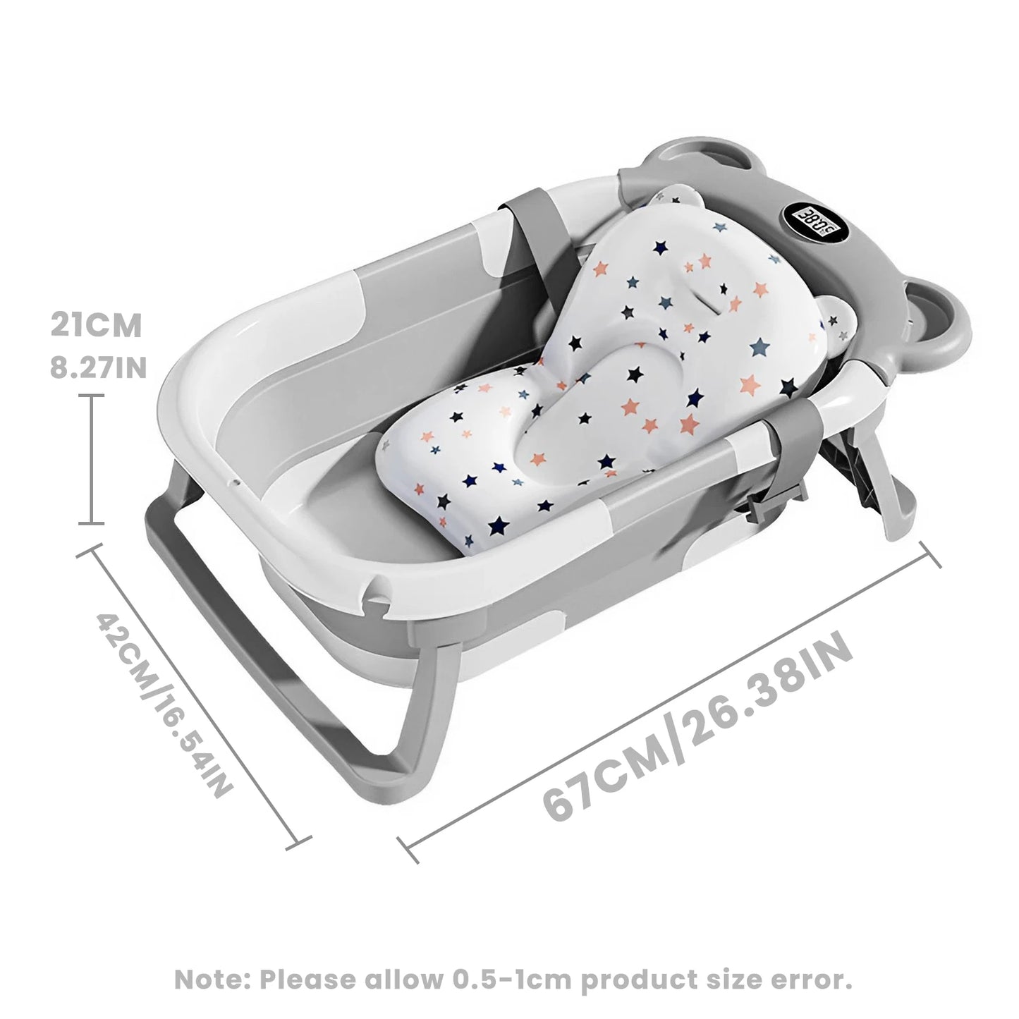 Portable Collapsible Baby Bathtub With Thermometer And Drain