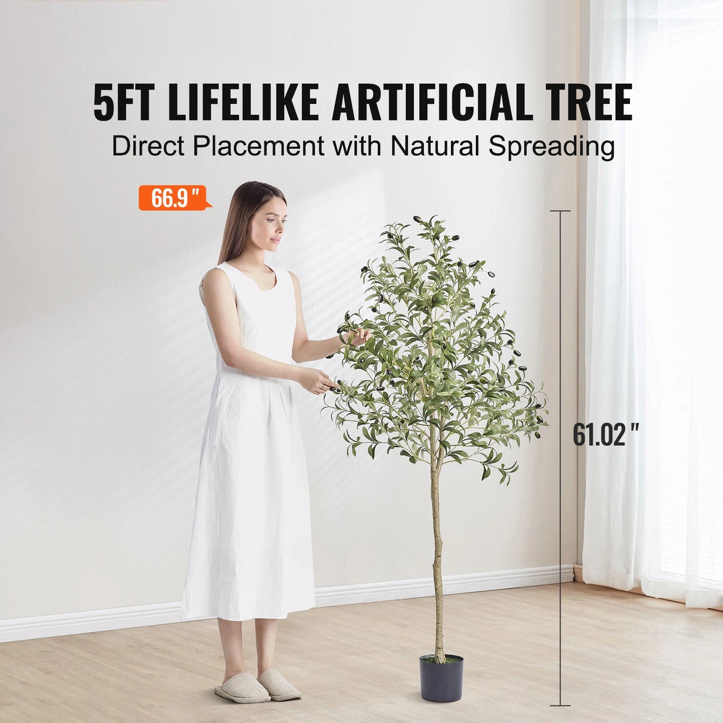 SucceBuy Artificial Olive Tree Faux Plant Anti Tip Support