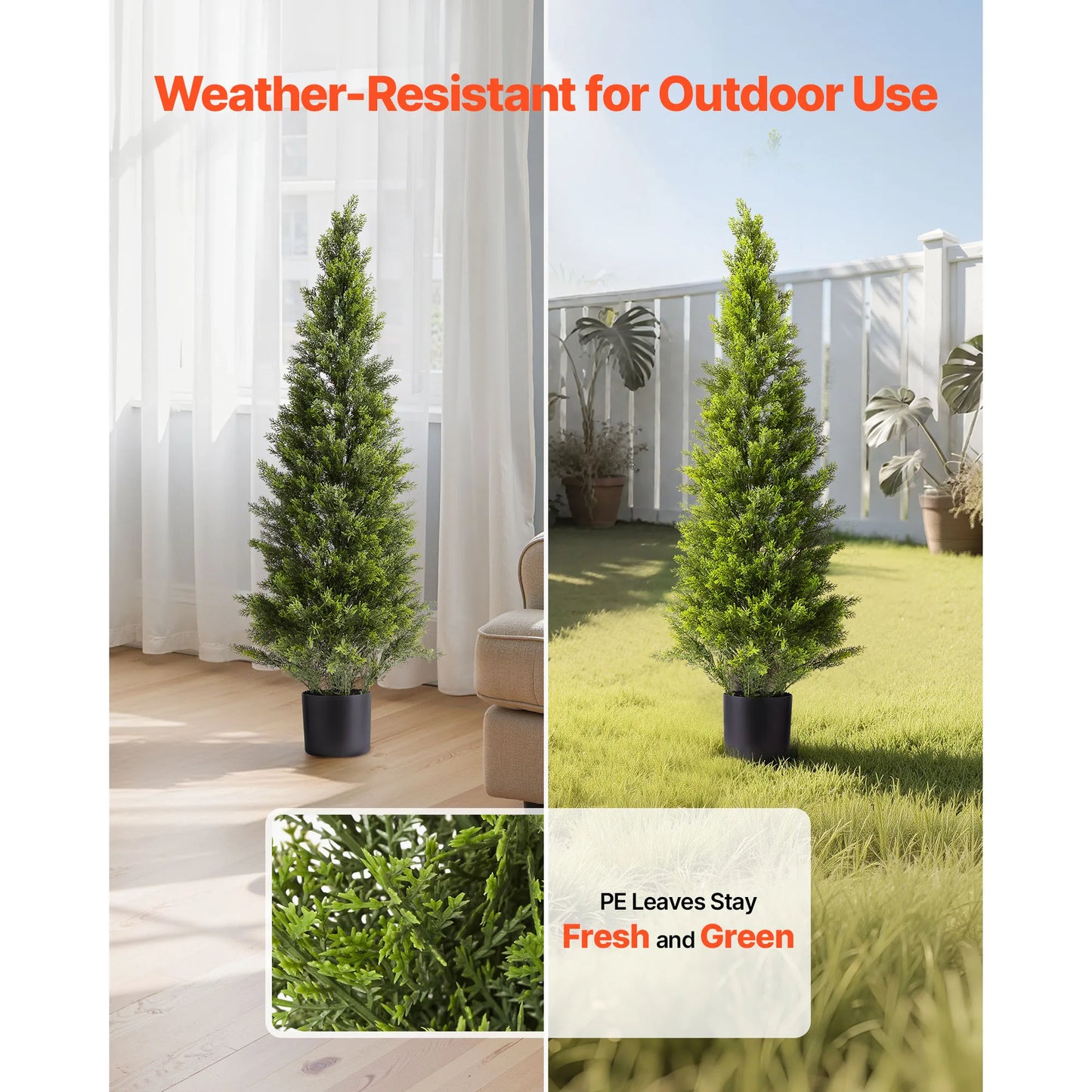 SucceBuy Artificial Topiary Cedar Trees Faux Pine Shrubs