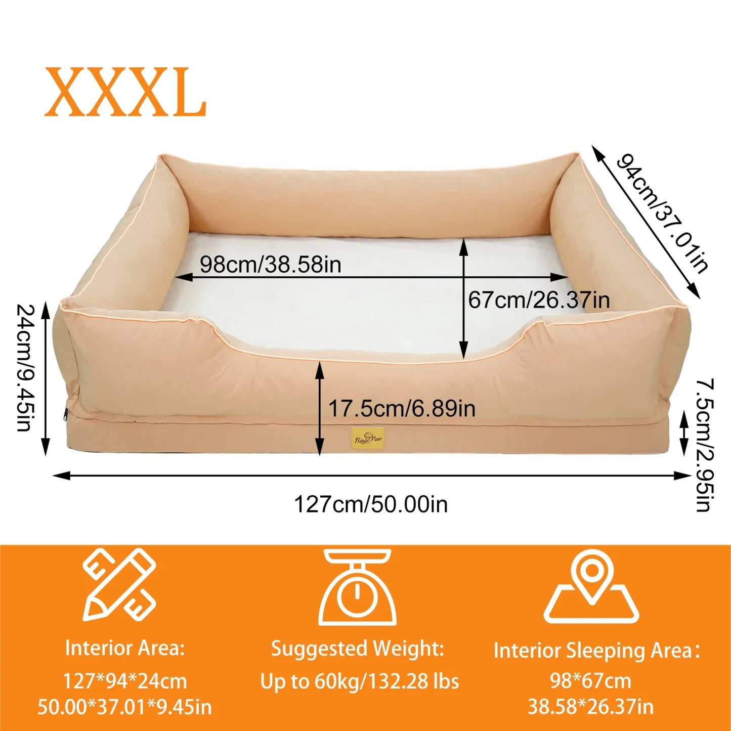BINGOPAW Waterproof Orthopedic Dog Bed With Removable Cover
