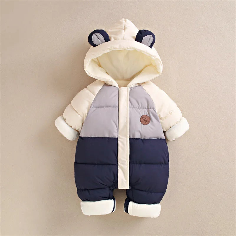 Newborn Hooded Winter Cotton Polyester Romper Unisex Baby Jumpsuit