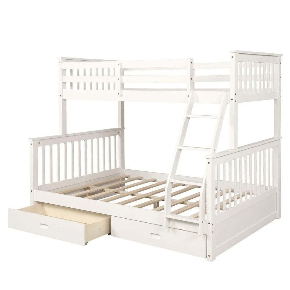 XIAOLANG Twin Over Full Bunk Bed With Drawers And Ladder