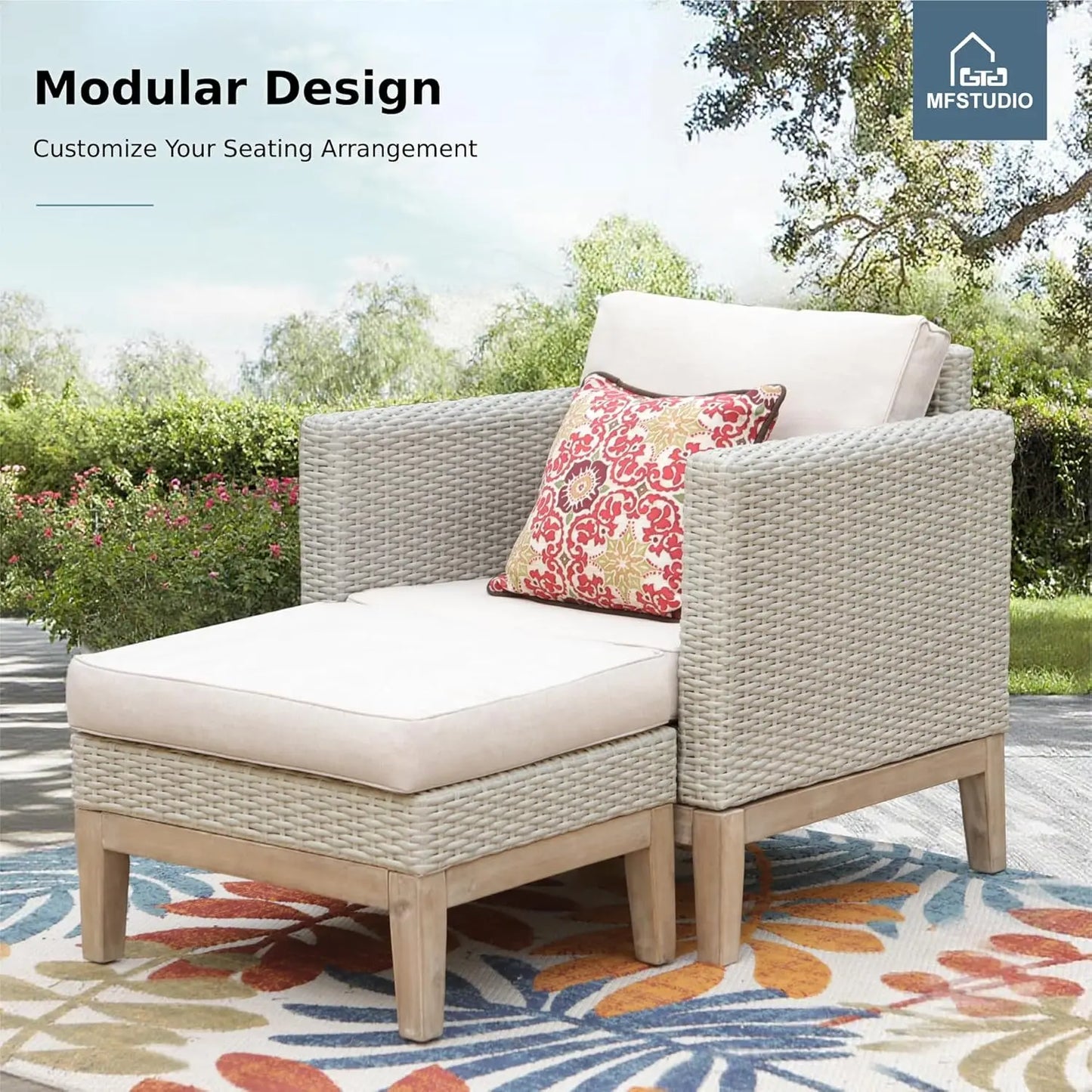 Wicker Patio Furniture Set All Weather Rattan Outdoor Conversation Set