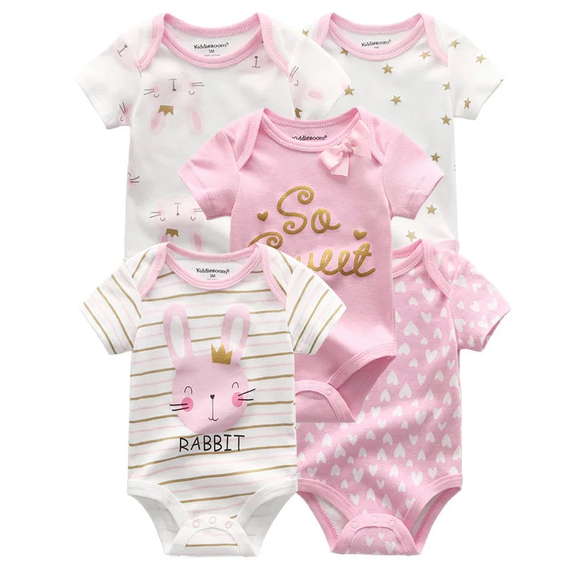 Kiddiezoom Cartoon Cotton Baby Jumpsuit Unisex Summer Outfit For Newborns